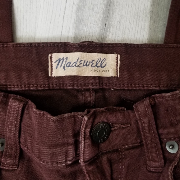 MADEWELL Size 27 Burgundy High Riser Skinny Jeans - Picture 4 of 8